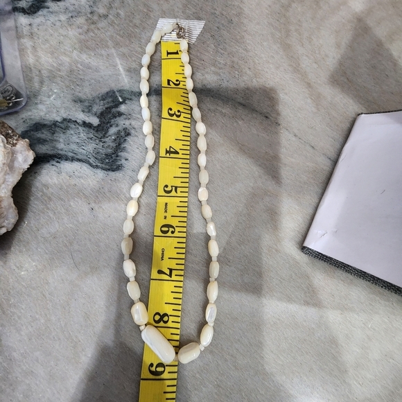 Mother of Pearl Beaded Necklace, Creamy White, Vintage-Inspired - Picture 11 of 12